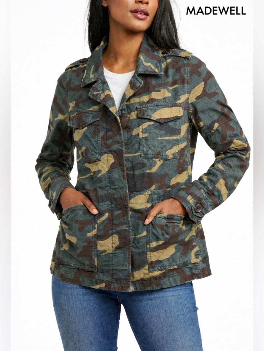 Madewell Camo Utility Jacket XS Military Field Jacket Lightweight Army Green